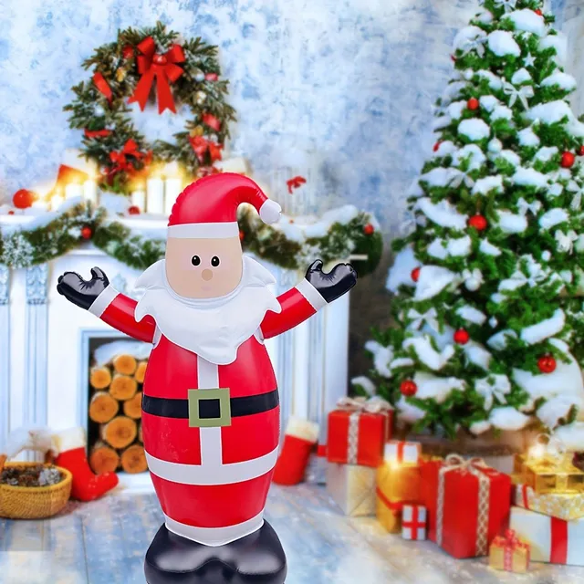 Christmas inflatable outdoor decoration - cute snowman and Santa Claus with light effect for festive atmosphere