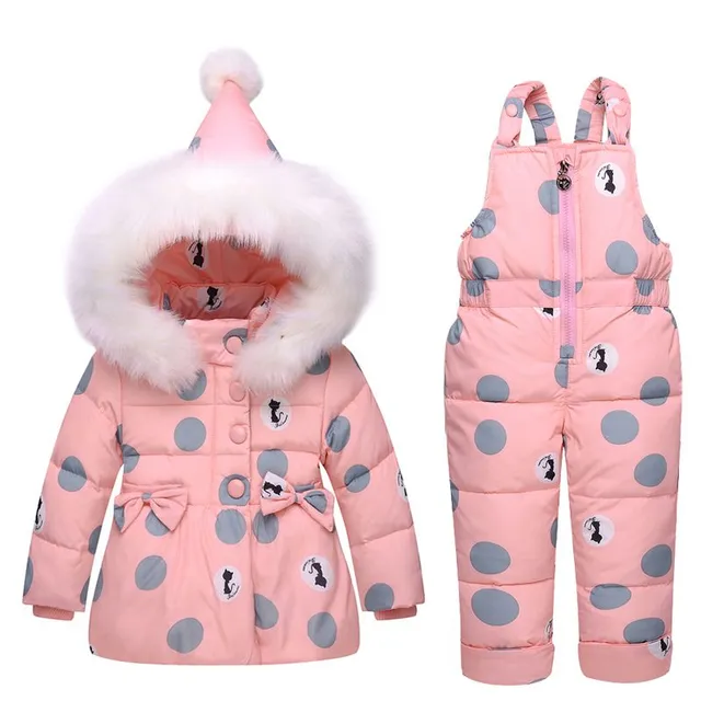 Girls winter set with polka dots - Jacket and trousers - 4 colours