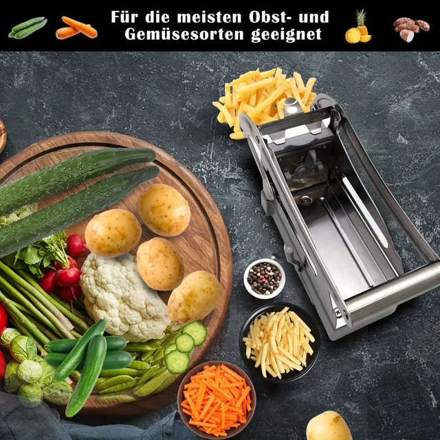 Stainless steel french fries shortcut 1 set, Multifunctional fries cutter, potatoes, vegetables, with suction heels - Resistance potato slicer