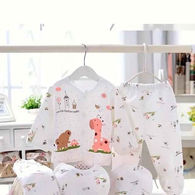 Newborn 5-piece suit - Gift set for pregnant - Set with cardigan, trousers, bib, hat