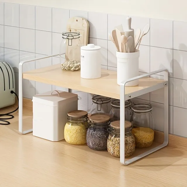 Table shelf made of rough wood for kitchen, bathroom and living room