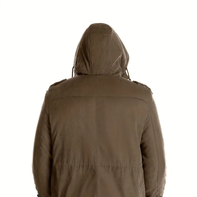 Men's warm winter jacket with hood, multifunctional pockets, elegantly casual