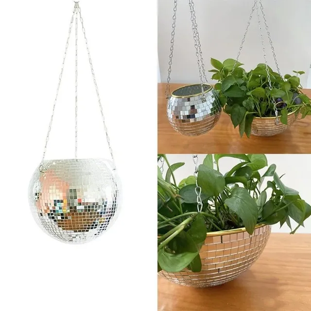 Hinged flower pot disco ball