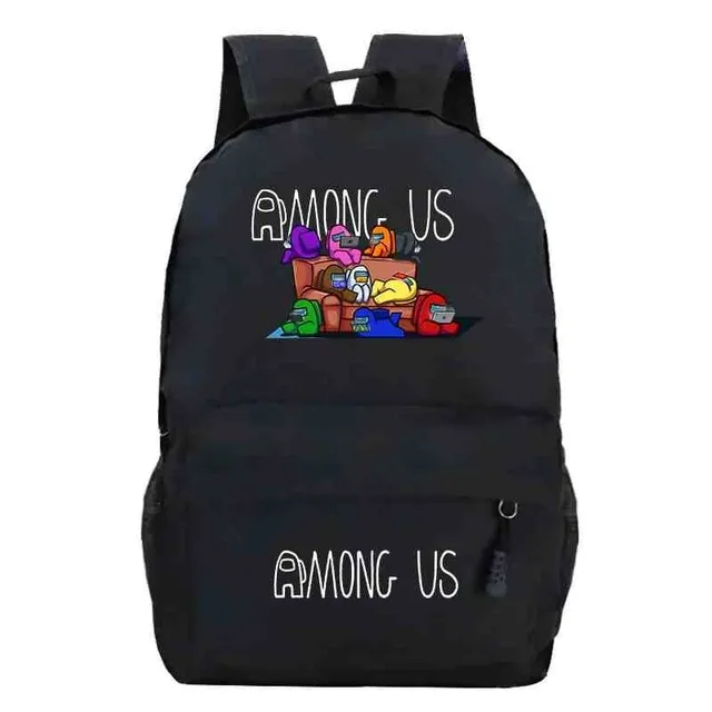 School backpack printed with Among Us characters