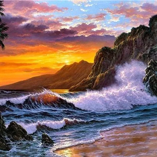 Painting by numbers - different variations of beautiful scenery