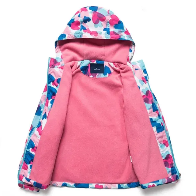 Girls spring floral fleece waterproof jacket