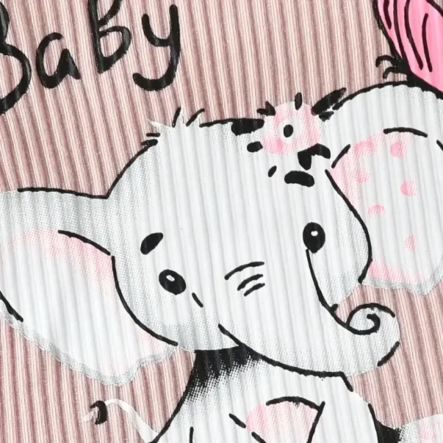 Set drăguț cu Elefanți și Fluturi - Body cu Mâneci Lungi, Pantaloni cu Fundițe & Bandă pentru Păr Gratuită - Îmbrăcăminte Adorabilă pentru Fetite