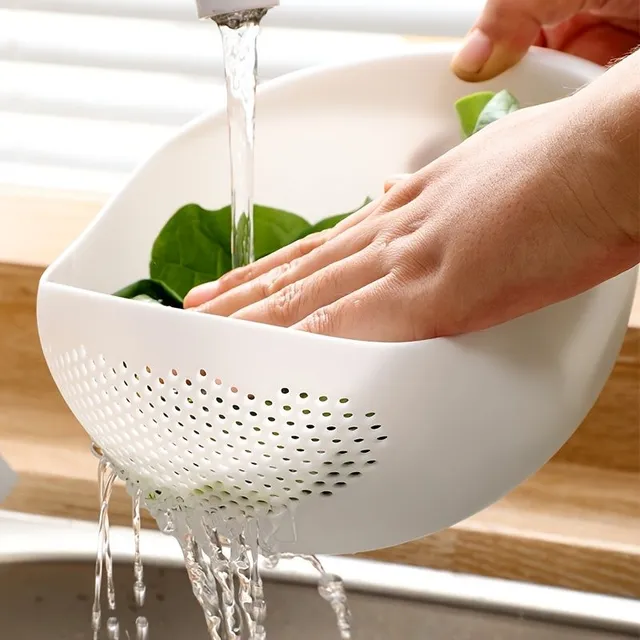 Rice rinsing basket with colander