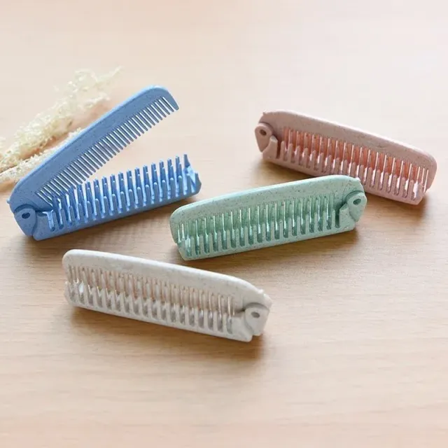 Portable folding comb and hairbrush made of wheat straw