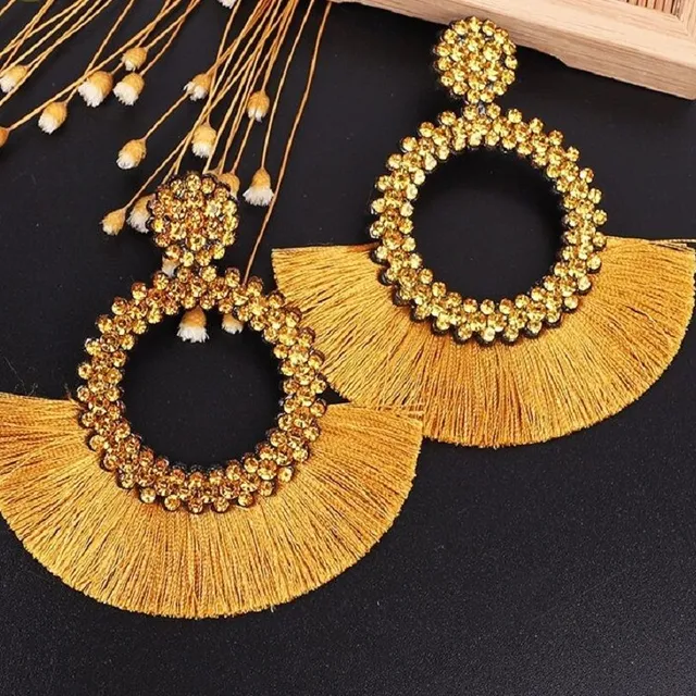 Women's hanger earrings with tassel G580