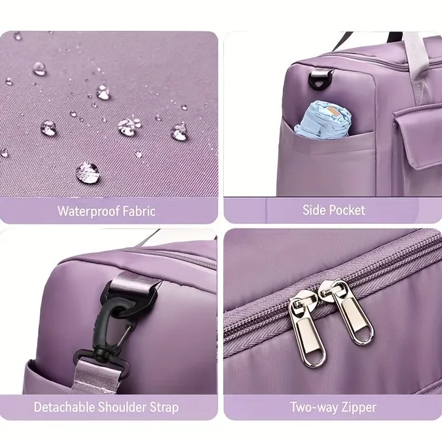 Space-saving luggage with separation on wet and dry, compact sports bag for zipper