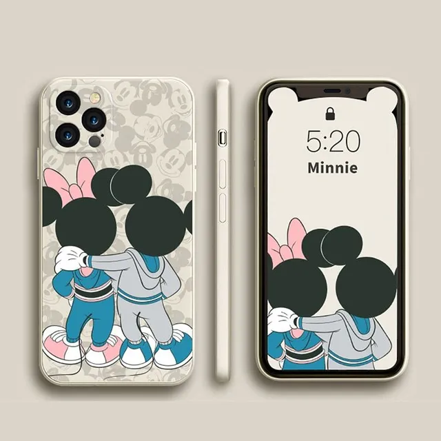 Silikónový obal na iPhone s potlačou obľúbeného zamilovaného páru Mickeyho a Minnie