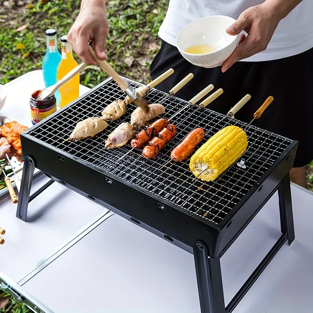 1pcs, Barbecue On Wooden Coal, Portable Barbecue Grill, Foldable Barbeque, Small Barbeque, Outdoor Barbeque Tools For Camping Hiking Picnics Travel, Barbeque Accessories