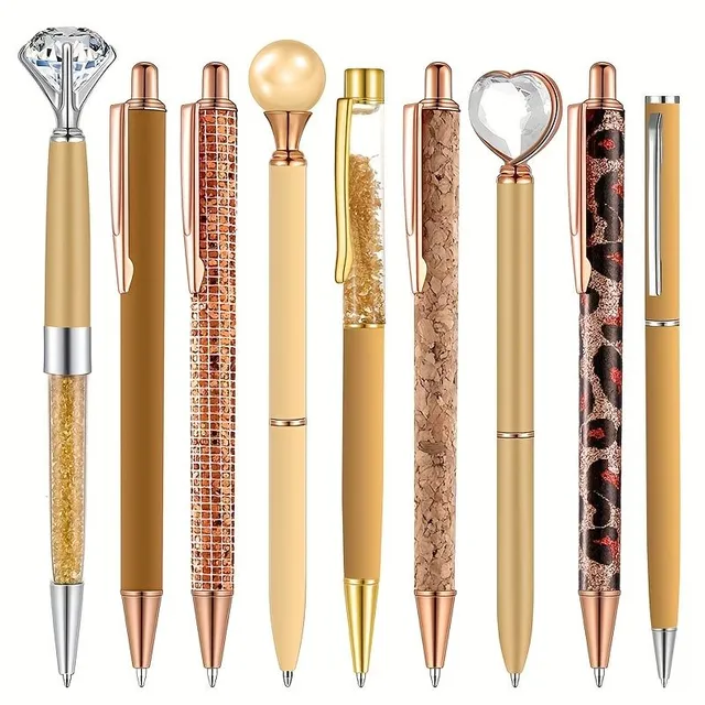 Beautiful set of pens with shimmering diamonds and liquid sand for elegant writing - Perfect gift for women, school, wedding and office
