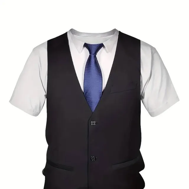 Male T-shirt with tie, comfortable and flexible with round neckline, clothes for men for summer and outdoor activities
