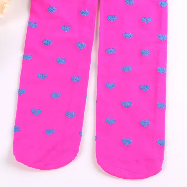 Girl's monochrome stockings decorated with hearts