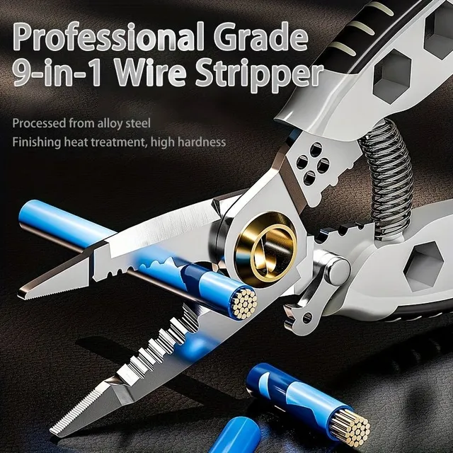 Multi-function cable cutting and stripping pliers, fast cable cutting, robust spring peeling, easy and economical, for the maintenance of mechanical vehicles and appliances, for crimping, isolation and cutting