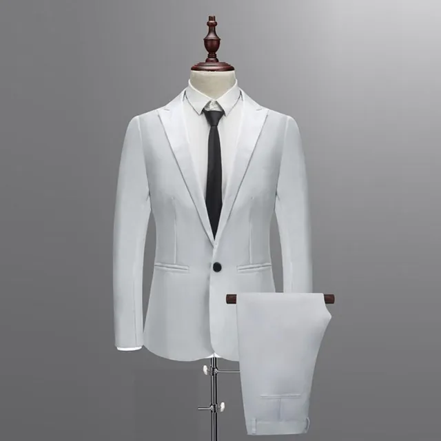 Pánsky oblek slim fit v rôznych farbách - súprava nohavíc, saka a vesty