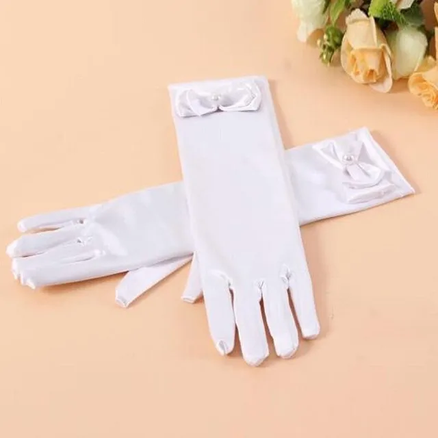 Children's satin gloves long