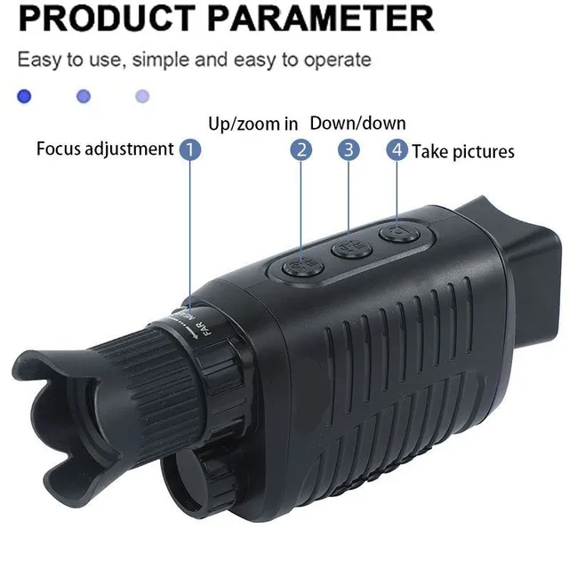 Night vision R7: Monocular with infrared light, 5x digital zoom, photo, 300m range - for hunting and observation