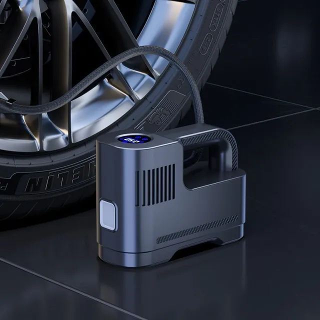 Prenosný vzduchový kompresor s LED svetlom - Digitálny merač tlaku v pneumatikách pre automobily a motocykle