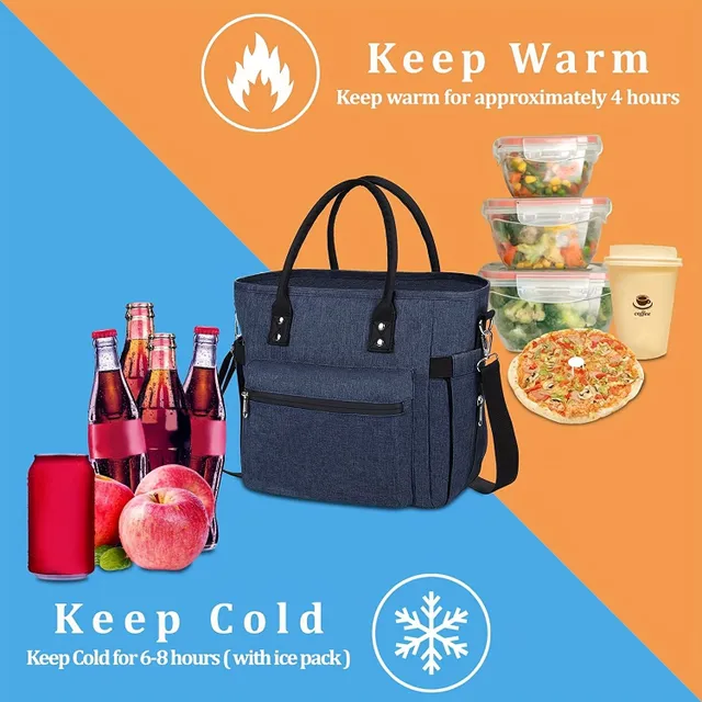 Termo taška na oběd - odolná chladnička s nastavitelným a odnímatelným popruhem pro ženy a muže, voděodolná na Bento boxy