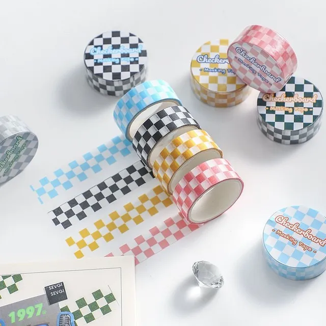 Trendy stylish original two-color modern self-adhesive tape with plaid pattern