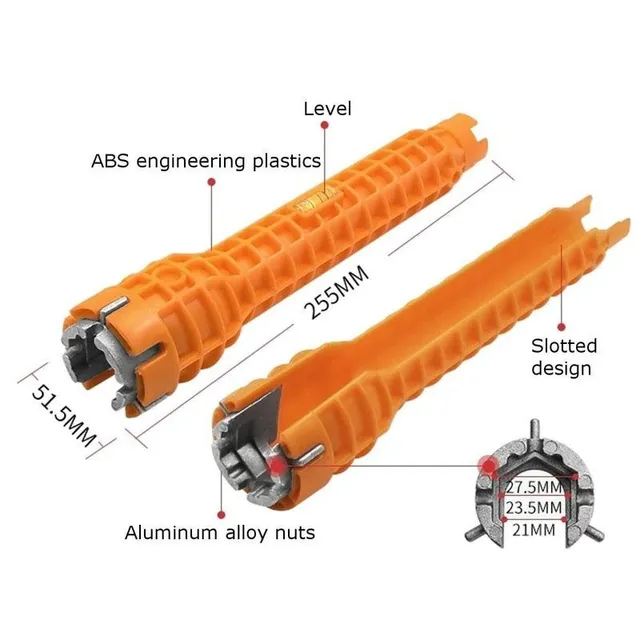 8 In 1 Basin Flume Wrench Faucet Dink Key Instalatérské nářadí