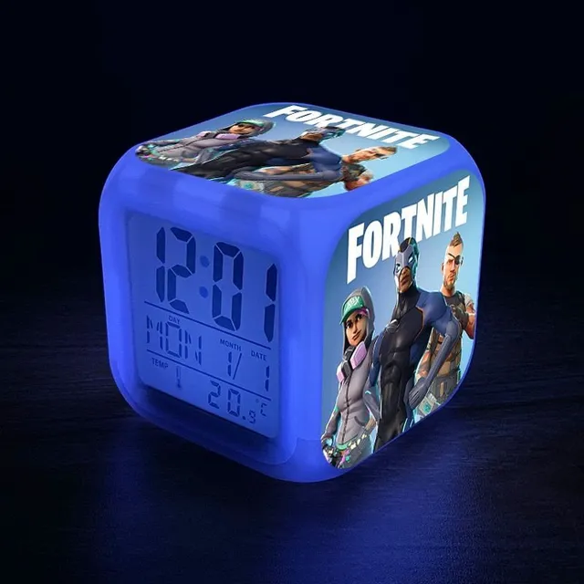 Eredeti világító ébresztőóra Fortnite számítógépes játék motívummal 21-no-box