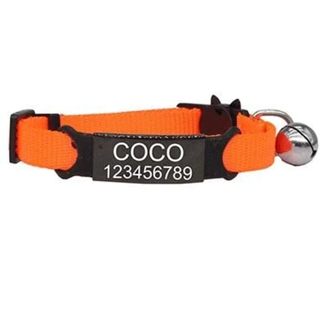 Cat collar with engraving space orange-black