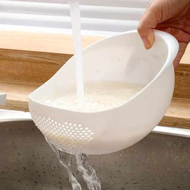 Rice rinsing basket with colander