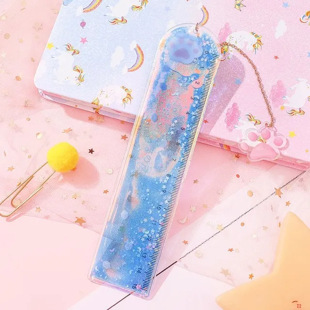 Stylish ruler with moving glitter - different colors