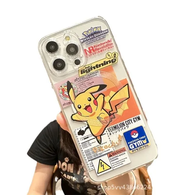 Funda transparente de moda para teléfonos iPhone con motivos de personajes favoritos de Pokémon