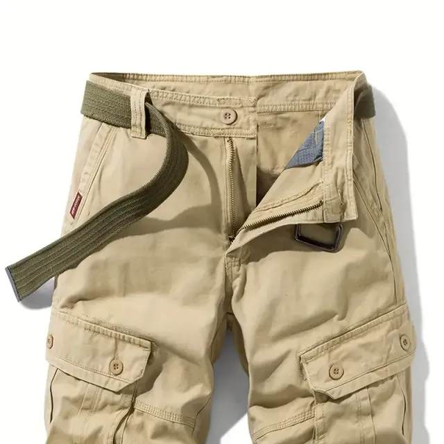 Men's loose cotton shorts with drawstring and button pockets - ideal for summer (belt not included)