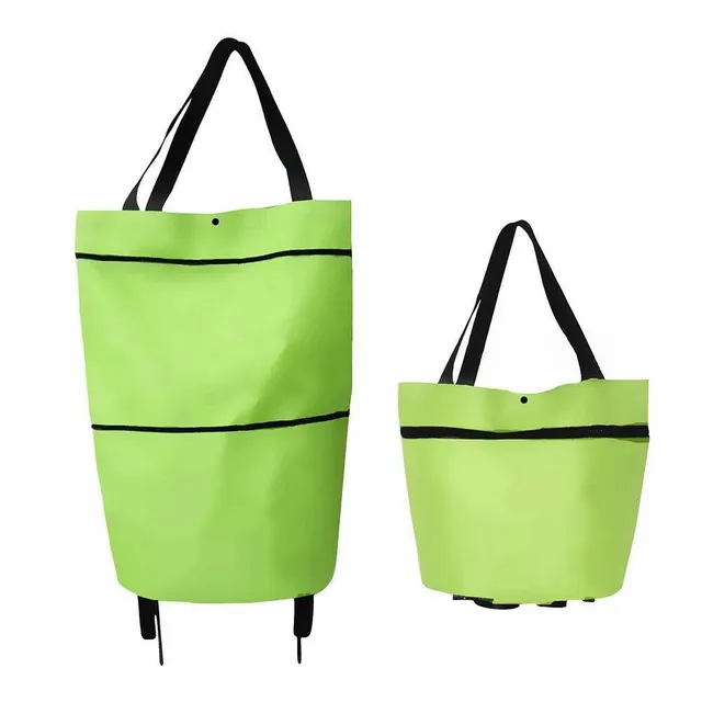 Folding bag on wheels Green
