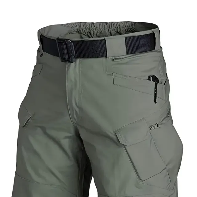 Male multifunctional tactical shorts - waterproof outdoor cargo shorts with pockets, ideal for hiking and trekking