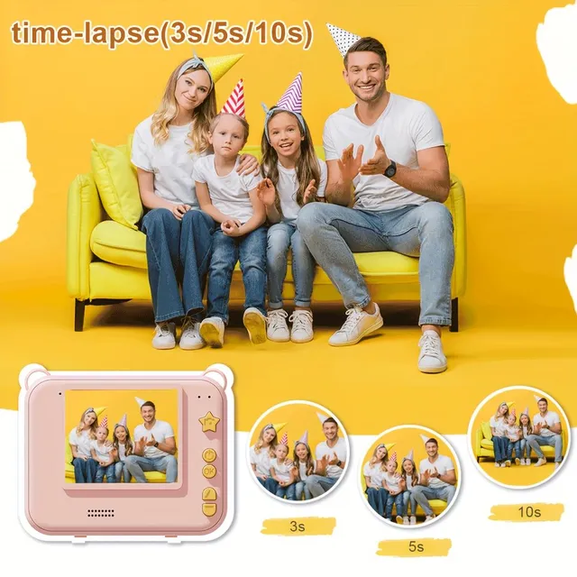 Camera For Instant Print, Improved Digital Camera For Selfie, Digital Camera With Zero Ink With 3 Roles Press Paper, 1080p HD Video Recorder, Christmas Halloween Gift For Girls And Boys