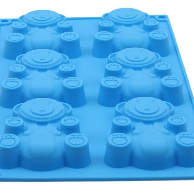 3D Silicone baking mould with 6 bears