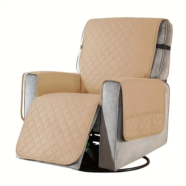 Double-sided washable armchair cover with legrest, furniture guard with adjustable elastic straps