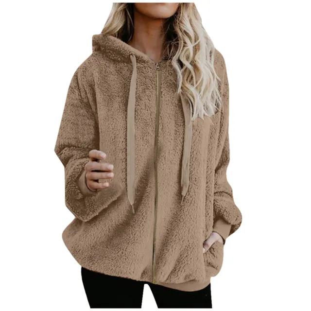 Women's casual loose coat with zipper