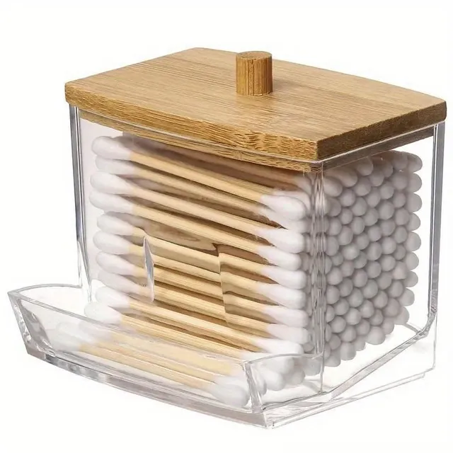 Practical organizer for cotton bars and tampons with wooden lid