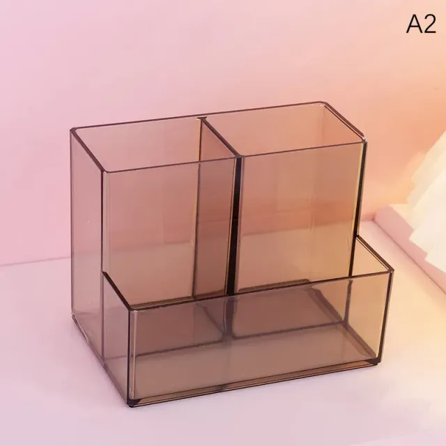 Transparent acrylic square pencil stand with multiple compartments