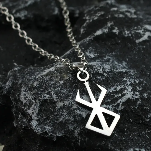 Necklace with Nordic symbol Berserker Rune of steel