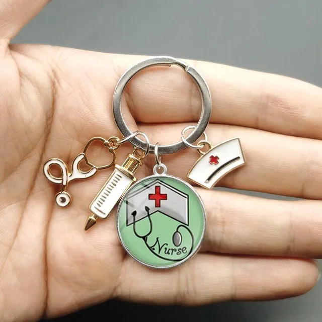 Original keychain with motif of doctors and nurses
