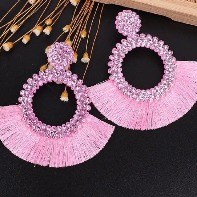 Women's hanger earrings with tassel G580