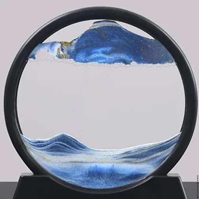 Klepsydra z półką Piaskowy krajobraz z głębin morskich Obraz z ruchomym piaskiem Dekoracja biurka do domu