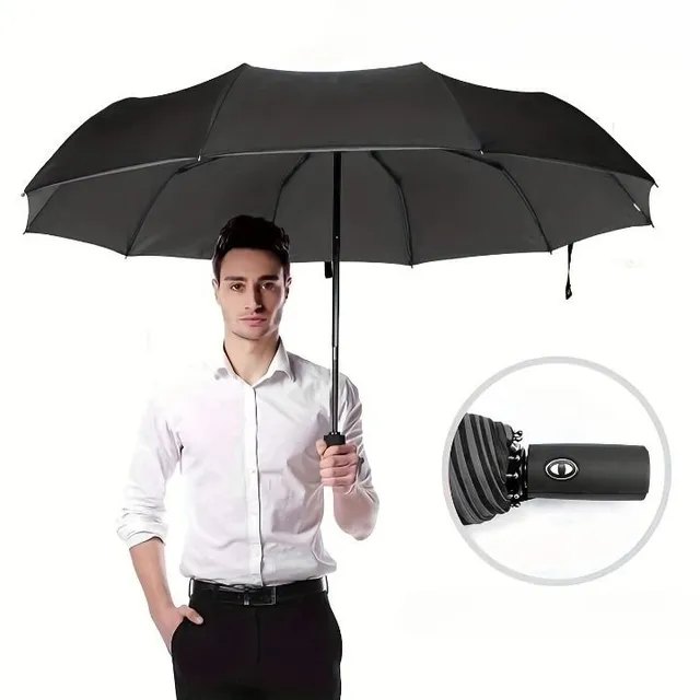 Men's reinforced automatic umbrella with windproof vinyl cover