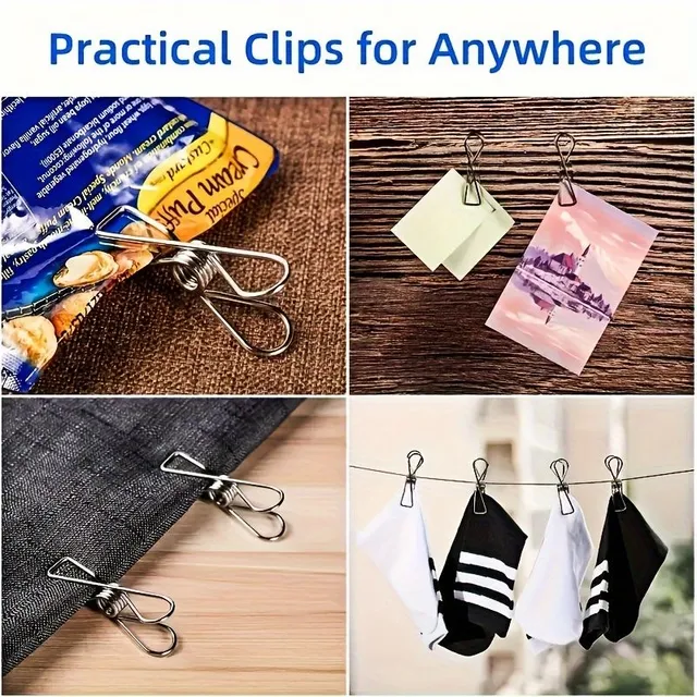 Set of 20 pcs stainless steel laundry pins, durable and universal metal clips for underwear