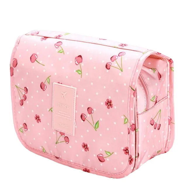 Hinged cosmetic bag