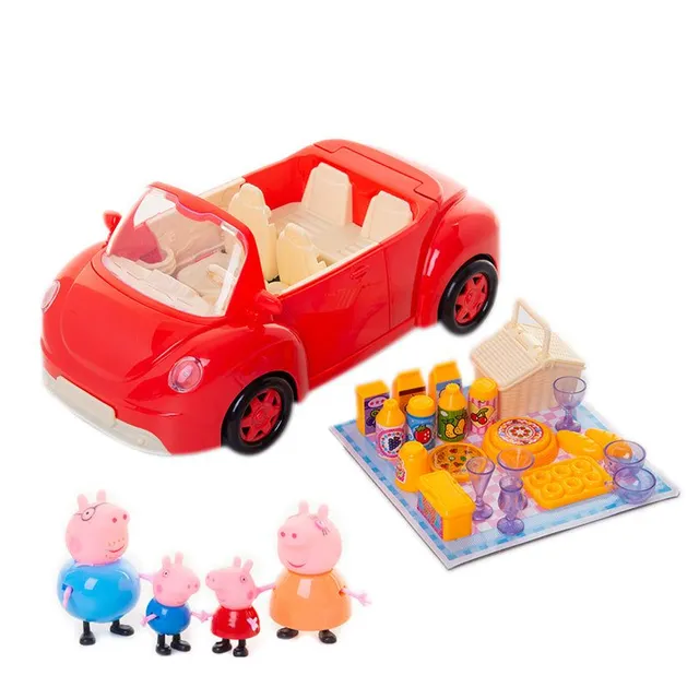 Peppa Wutz hračky - Červené auto s rodinou